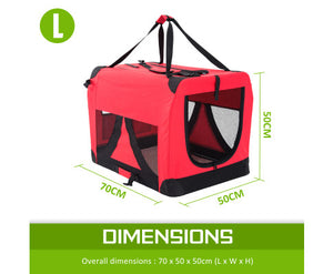 Portable Foldable Pet Carrier - Red