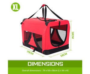 Portable Foldable Pet Carrier - Red