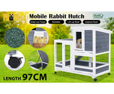 96.5 x 56 x 90.5cm 2 Storey Rabbit Hutch with Wheels