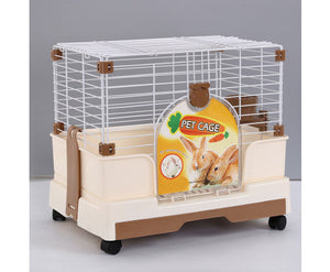 Small Rabbit Cage & Guinea Pig With Potty Tray And Wheel - Brown