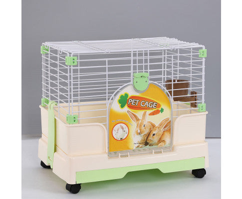 Small Rabbit Cage & Guinea Pig With Potty Tray And Wheel - Green