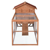 248cm Chicken Coop & Rabbit Hutch With Wheels - Red Roof