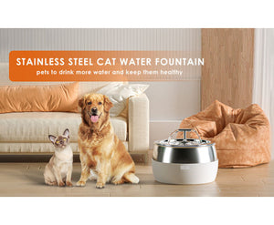 3L Stainless Automatic Electric Pet Water Fountain - Black