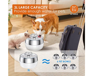 3L Stainless Automatic Electric Pet Water Fountain - Black