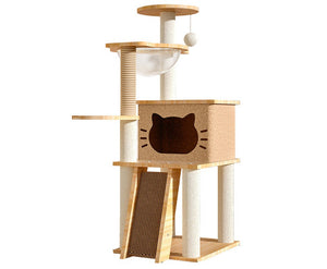 120cm Multilevel  Cat Scratcher Tower with Hammock