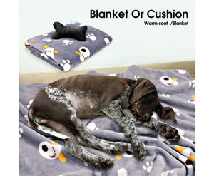 Plush Dog Bed with Blanket & Toy - Navy