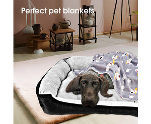 Plush Dog Bed with Blanket & Toy - Navy