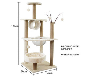 120cm Cat Scratching Tower with Bed Stand