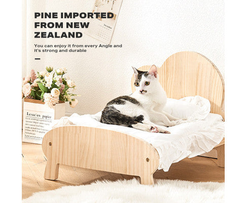 Dog & Cat Wooden Bed Sofa For Small Pet with Bedding
