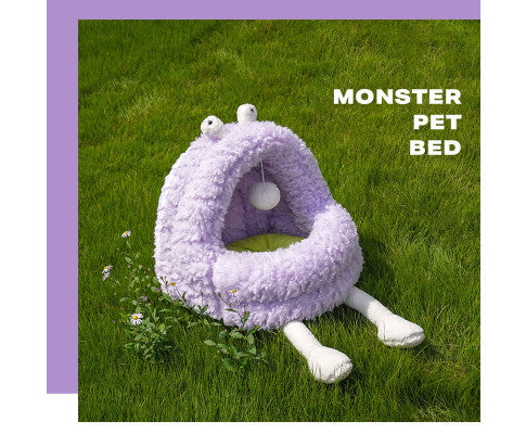 Monster Dog & Cat Sleeping Cave - Purple