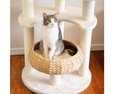 143cm Multilevel Cat Scratching Tree with Wicker Beds