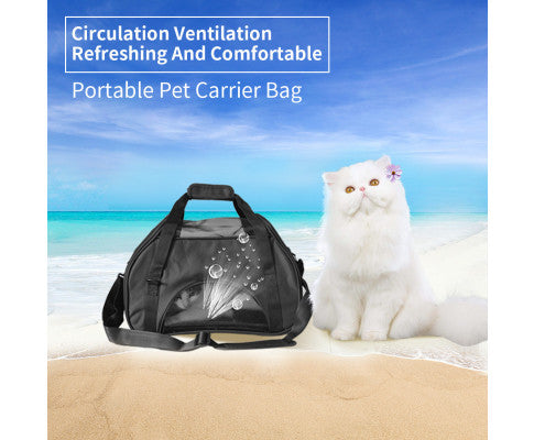 OUTDOOR SOFT DOG CRATE CAGE - BLACK PORTABLE PET CARRIER TOTE TRAVEL BAG