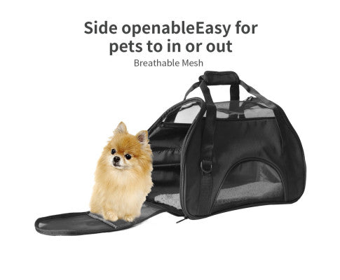 Outdoor Soft Dog Crate Cage - Ondoing Black Portable Pet Carrier Tote Travel Bag