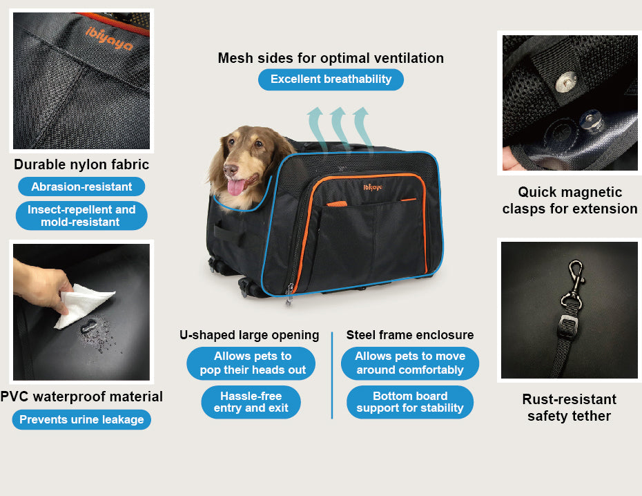 Ibiyaya JetPaw: Expandable Pet Carrier & Backpack - Obsidian/Orange