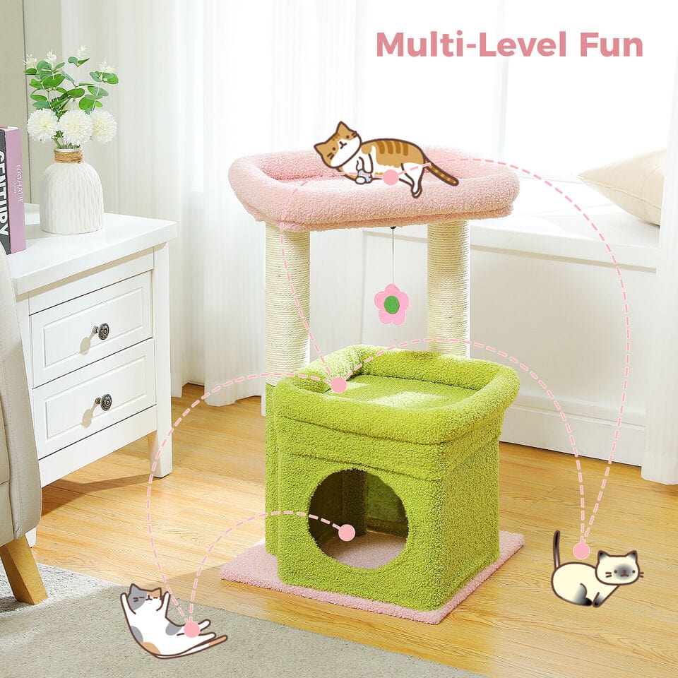 60cm CAT SCRATCHING CONDO BED WITH TOYS