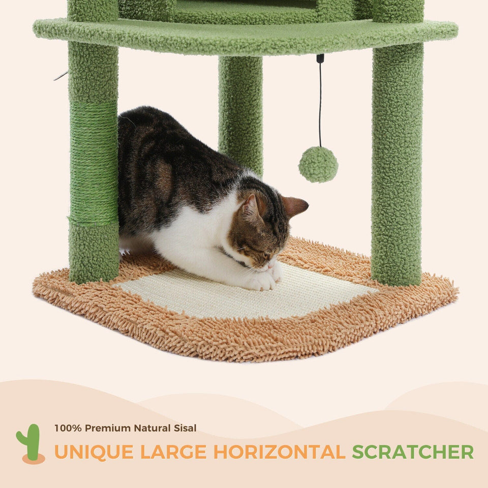 107cm Cactus Cat Scratching Post / Tree / Pole - Green