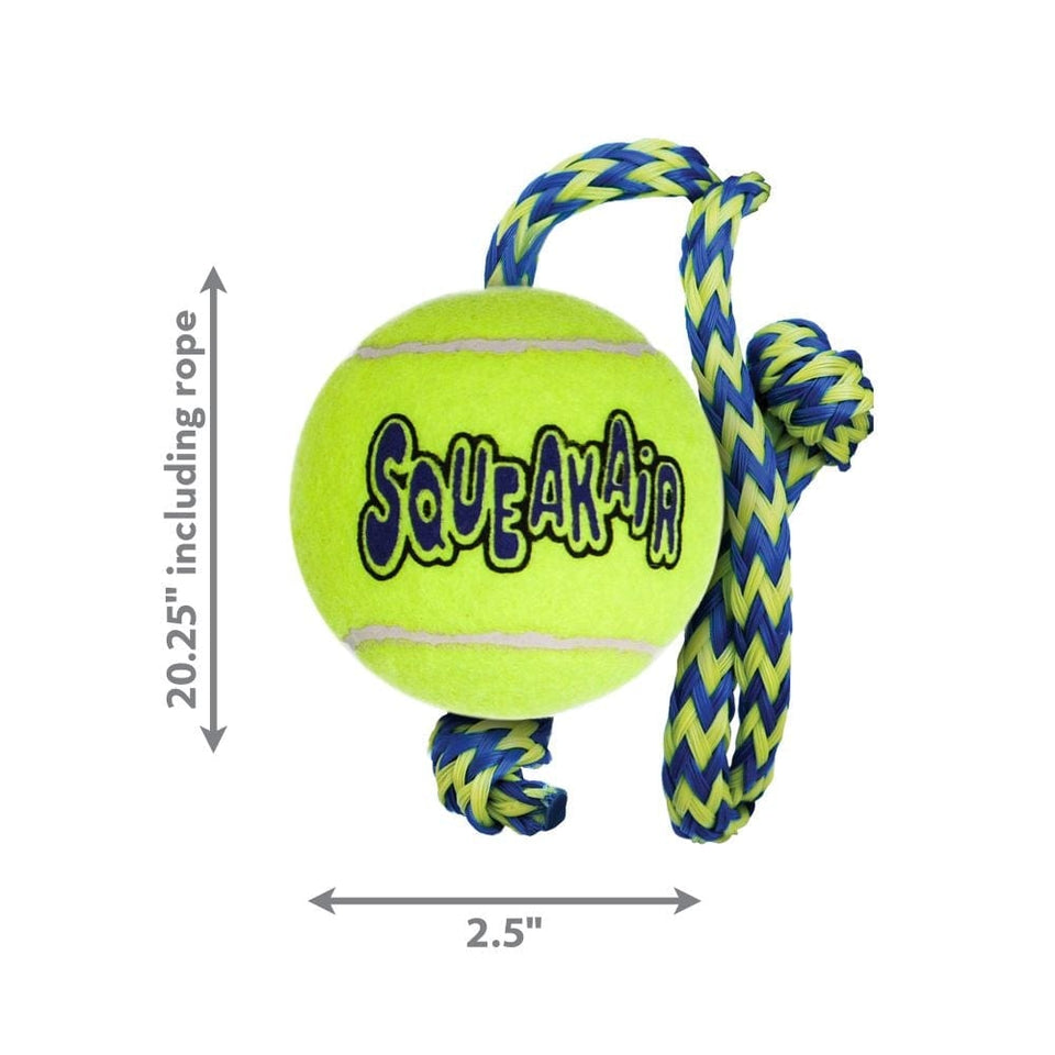 BULK BUY 3 x Kong Airdog Squeaker Ball Rope Medium