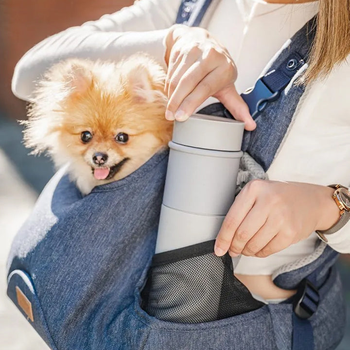 Ibiyaya Hug Pack Padded & Mesh Dog Sling Carrier - Denim Blue