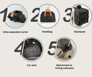 Ibiyaya JetPaw: Expandable Pet Carrier & Backpack - Obsidian/Orange