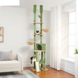 216-285cm Adjustable Cactus Cat Scratching Tower - Green