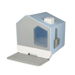 Fully Enclosed Odour Control Cat Litter Box - Blue