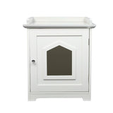 Fully Enclosed Odour Control Wooden Cat Litter Box - White
