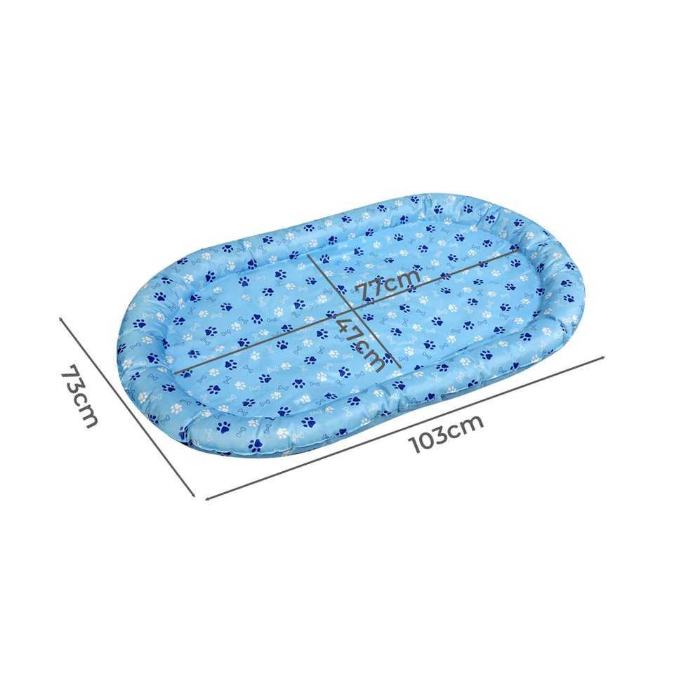 Oval Cooling Mat - Blue Paws