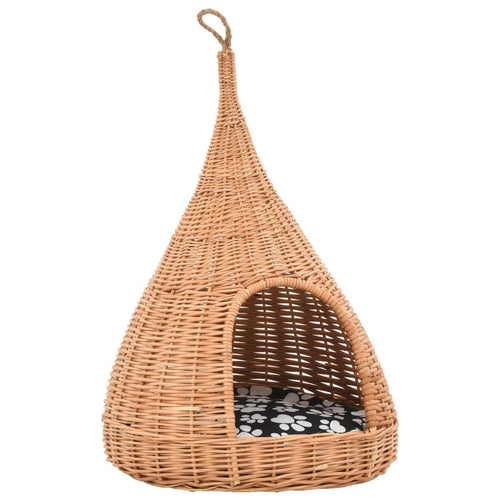 60cm Natural Willow Cat Bed with Cushion