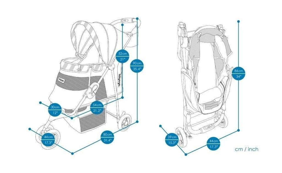 Matte Edition Diagonal Stripes Dog & Cat Stroller