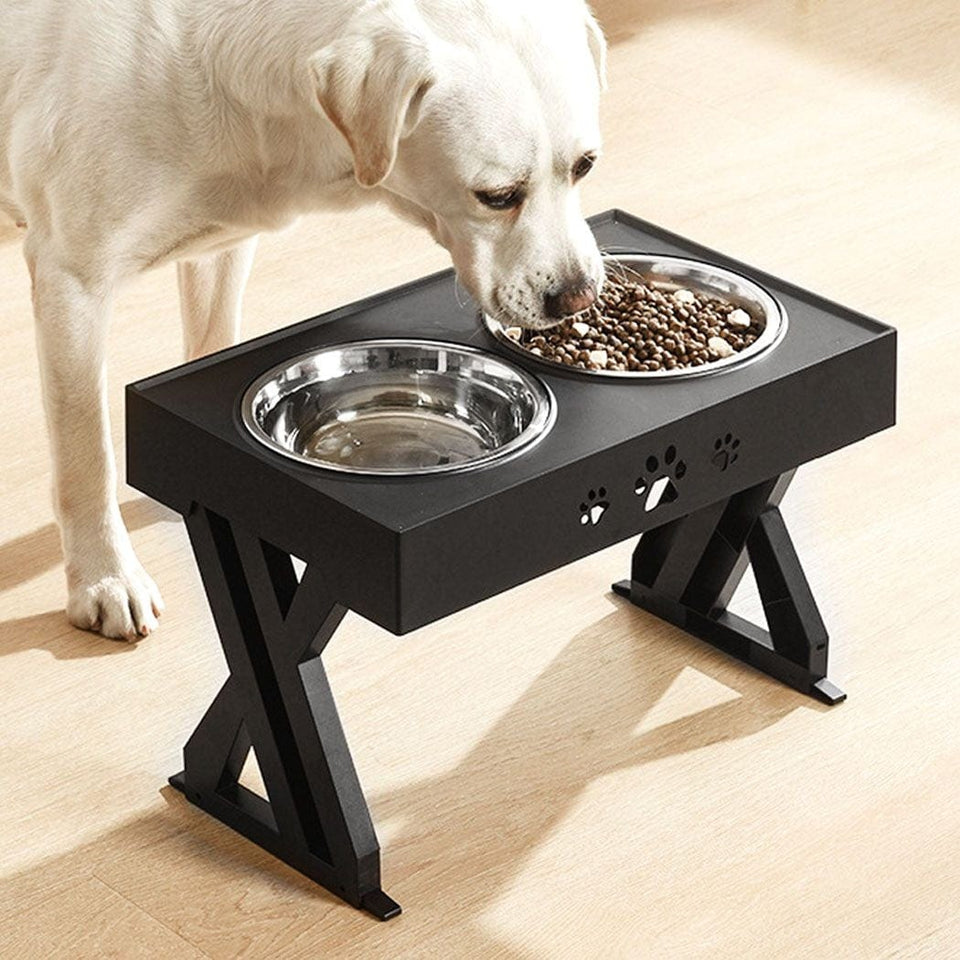 Adjustable Dog & Cat Feeder Bowl Stand - Grey