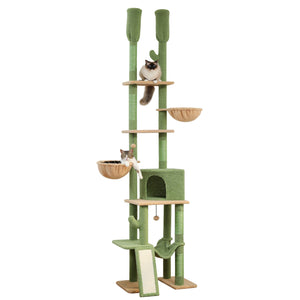 216-285cm Adjustable Cactus Cat Scratching Tower - Green