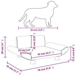 70x45x28 cm Fabric Dog Bed - Light Grey