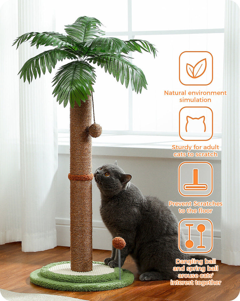 86cm Cat Tree Tower with Sisal-Covered Scratching Post and Cat Toys