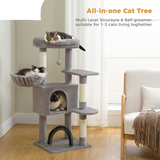 106cm Cat Tree Tower with Scratching Post and Self-Grooming Toy Scratcher