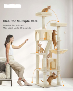 180cm Cat Tree Tower with Condo House for Adult Cats