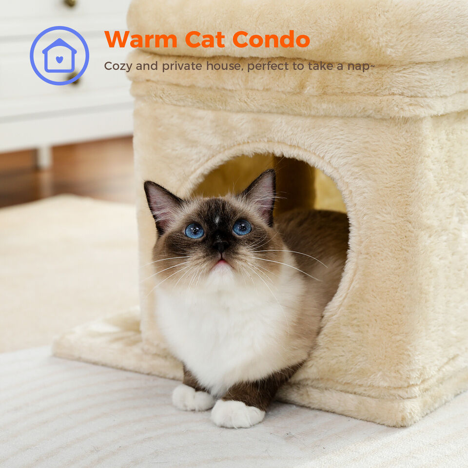 60cm CAT SCRATCHING CONDO BED WITH TOYS