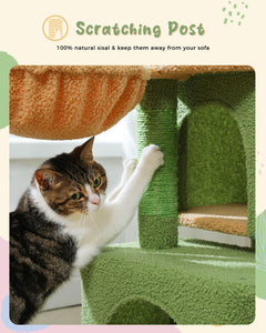 110cm CAT SCRATCHING POST CONDO HOUSE WITH HAMMOCK BED