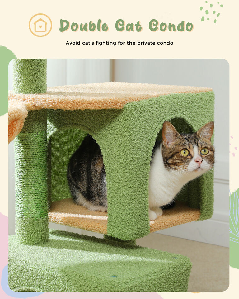 110cm CAT SCRATCHING POST CONDO HOUSE WITH HAMMOCK BED