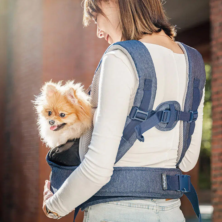 Ibiyaya Hug Pack Padded & Mesh Dog Sling Carrier - Denim Blue