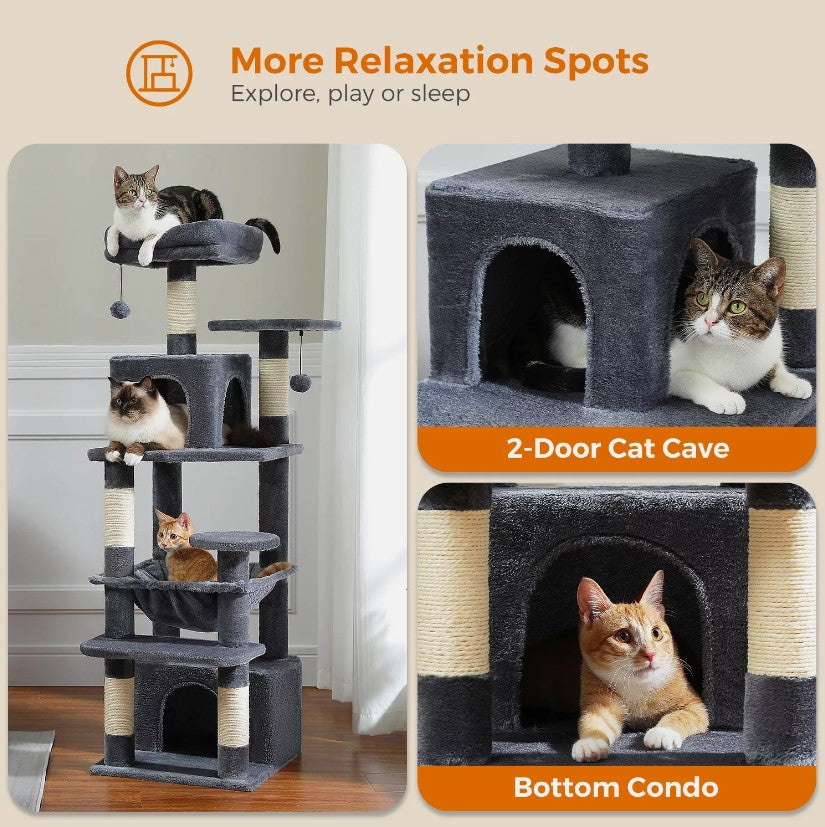 136cm Cat Scratching Condo House with Toy