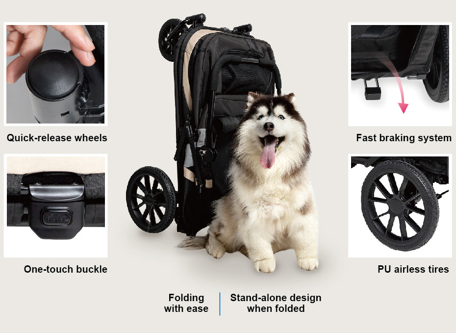 LARGE DOG STROLLER PRAM FOR DOGS UP TO 50KG BY IBIYAYA (Grand Cruiser)