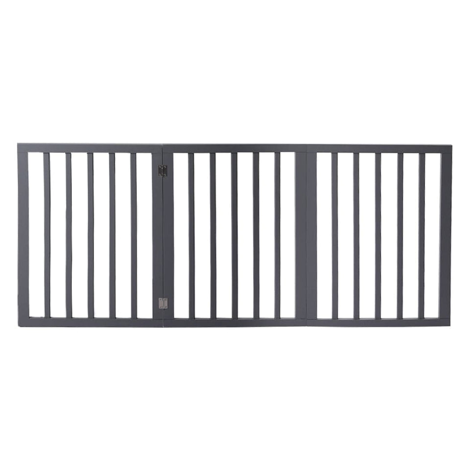 3 Panel Wooden Dog Fence Retractable -  Grey