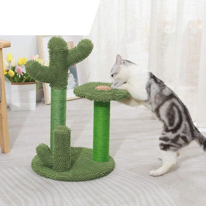 53cm Cat Scratching Post / Tree / Pole - Green Cactus & Flower