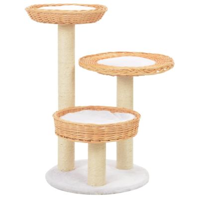 68cm Cat Tree with Sisal Scratching Post - Natural Willow Wood