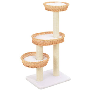 85cm Cat Tree with Sisal Scratching Post - Natural Willow Wood