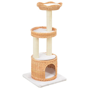 94cm Cat Tree with Sisal Scratching Post - Natural Willow Wood