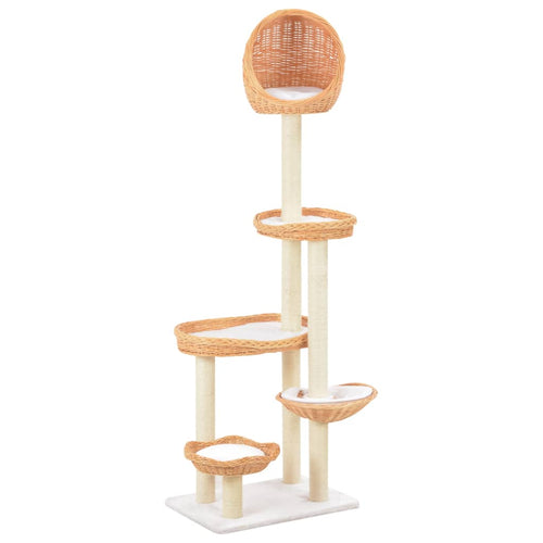 172cm Cat Tree with Sisal Scratching Post - Natural Willow Wood