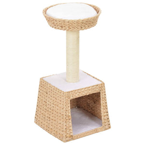 64cm Cat Tree with Sisal Scratching Post - Natural Willow Wood