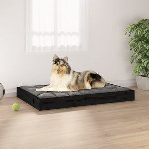 91,5x64x9 cm Dog Bed Solid Wood Pine - Black