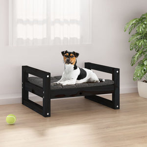 55.5x45.5x28cm Dog Bed Solid Wood Pine - Black